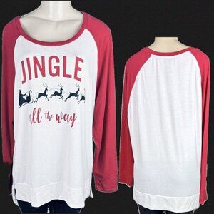 Modern Canvas +XXL Off-White/Red Santa's Sleigh Graphic Raglan Long Sleeve Top